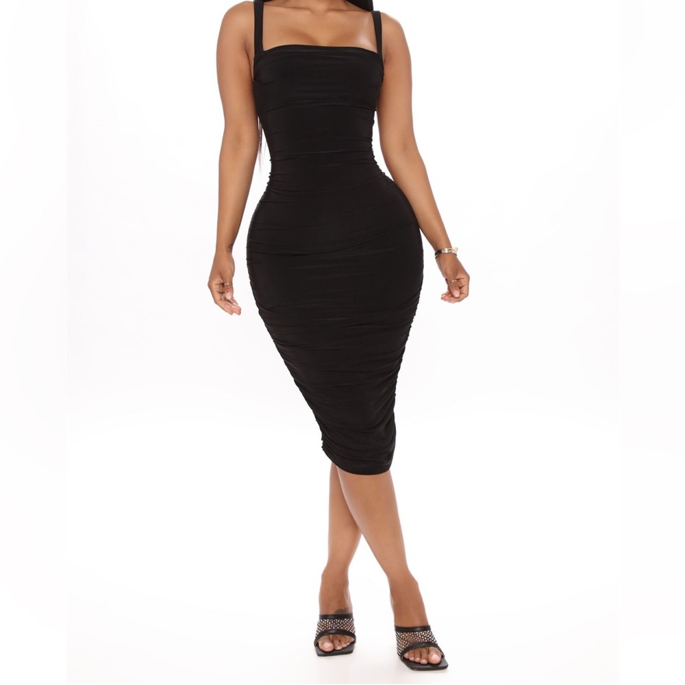 FashionNova Black Midi Dress